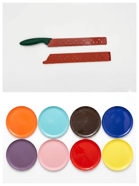 Kuhn Rikon Other - Kuhn Rikon Watermelon Knife & Set of 12 Colorful Plastic Plates EUC
